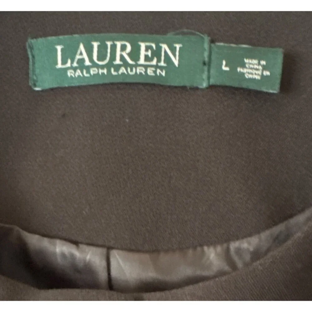 RALPH LAUREN L Black Coat with Snap Buttons Collarless‎ Oversize Look - Picture 3 of 5